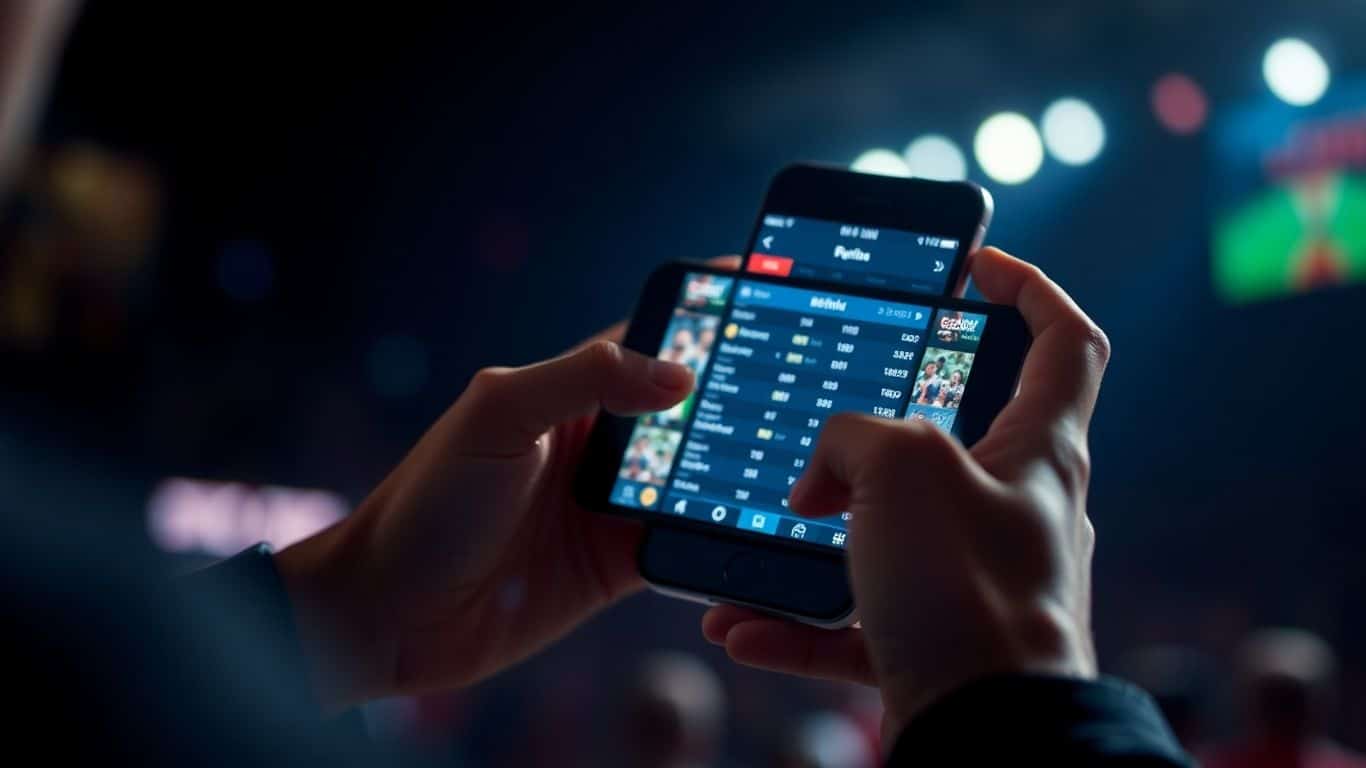 Person live betting on a smartphone.